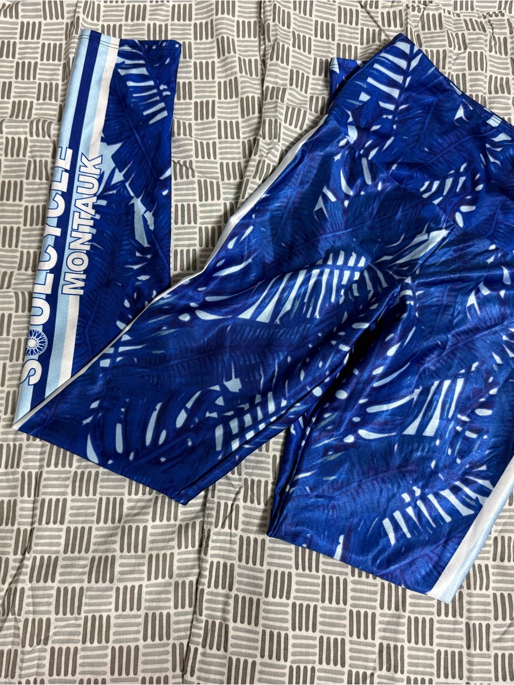 Goldsheep Blue White Tropical Print Leggings